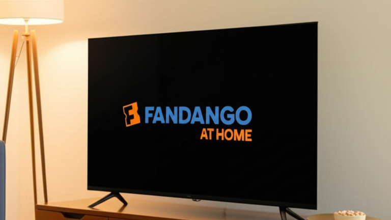 Fandango at Home logo with movie and streaming icons